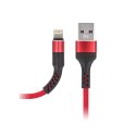 Maxlife kabel MXUC-01 USB - Lightning 1,0 m 2A czerwony nylonowy