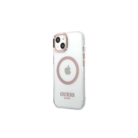 Guess nakładka do iPhone 13 Pro Max 6,7" GUHMP13XHTRMP różowa hard case Metal Outline Magsafe