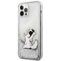 Karl Lagerfeld nakładka do iPhone 12 / 12 Pro 6,1" KLHCP12MGCFS srebrna hardcase Liquid Glitter Choupette Fun