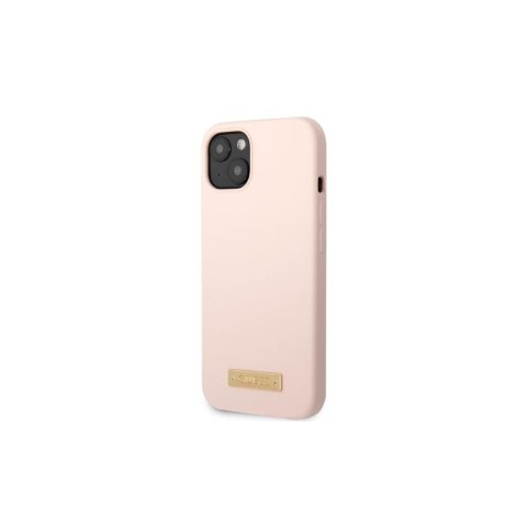 Guess nakładka do iPhone 13 6,1" GUHMP13MSBPLP różowa hard case Silicone Logo Plate MagSafe