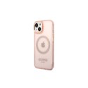 Guess nakładka do iPhone 14 6,1" GUHMP14SHTCMP różowa HC Magsafe Gold Outline Translucent