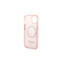 Guess nakładka do iPhone 14 6,1" GUHMP14SHTCMP różowa HC Magsafe Gold Outline Translucent