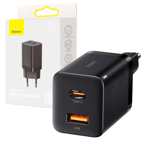 Ładowarka sieciowa Baseus Super Si Pro Quick Charger USB + USB-C QC 3.0 PD 30W Czarna