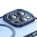 Baseus Glitter ochranná sada Transparentní magnetické pouzdro a tvrzené sklo pro iPhone 14 Pro (modrá)