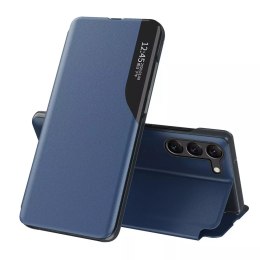 Ekologické kožené pouzdro pro Samsung Galaxy S23 Plus s vyklápěcím stojánkem modré