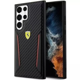 Etui Ferrari FEHCS23LNPYK pro Samsung Galaxy S23 Ultra S918 černé/černé pevné pouzdro Carbon Contrast Edges