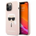 Etui Karl Lagerfeld KLHCP13XSLKHLP pro iPhone 13 Pro Max 6,7" růžové pevné pouzdro silikonové Karl`s Head