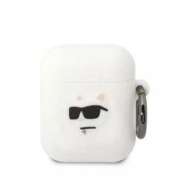 Ochranné pouzdro na sluchátka Karl Lagerfeld KLA2RUNCHH pro Apple AirPods 1/2 kryt bílý/bílý Silikonová Choupette Head 3D
