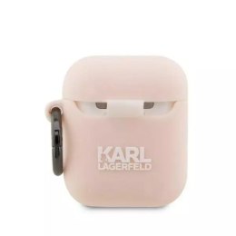 Ochranné pouzdro na sluchátka Karl Lagerfeld KLA2RUNCHP pro Apple AirPods 1/2 kryt růžový/růžový Silikonová Choupette Head 3D