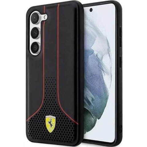 Pouzdro Ferrari pro Samsung Galaxy S23 HardCase Perforated 296-P černé