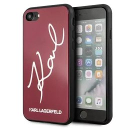 Ochranné pouzdro na telefon Karl Lagerfeld KLHCI8DLKSRE pro Apple iPhone 7/8/ SE 2020/2022 červené/červené pevné pouzdro Signatu