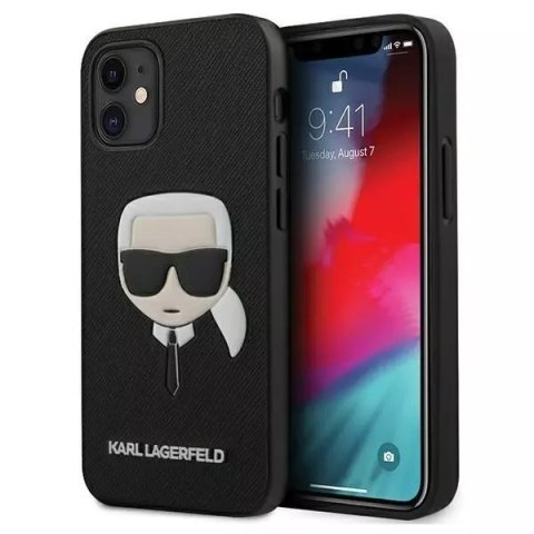 Ochranné pouzdro na telefon Karl Lagerfeld KLHCP12MSAKHBK pro Apple iPhone 12 Pro / 12 6,1" černo/černé pevné pouzdro Saffiano I