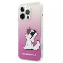 Ochranné pouzdro na telefon Karl Lagerfeld KLHCP13LCFNRCPI pro Apple iPhone 13 Pro / 13 6,1" hardcase růžové/růžové Choupette Fu