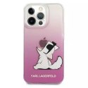 Ochranné pouzdro na telefon Karl Lagerfeld KLHCP13LCFNRCPI pro Apple iPhone 13 Pro / 13 6,1" hardcase růžové/růžové Choupette Fu