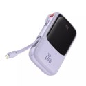 Baseus Qpow Pro Power Bank s Lightning kabelem, USB-C, USB, 10000mAh, 20W (fialová)