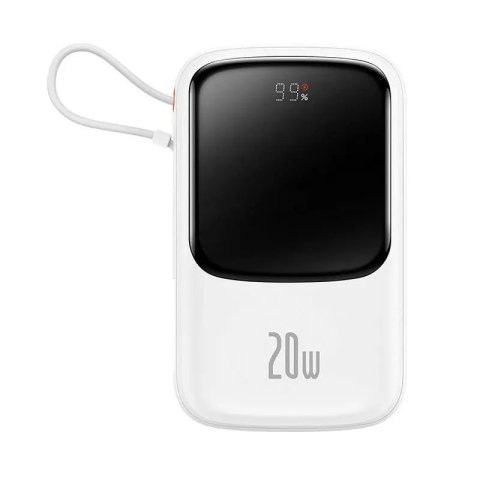 Baseus Qpow Pro Power Bank with Lightning Cable, USB-C, USB, 10000mAh, 20W (White)