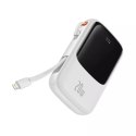 Baseus Qpow Pro Power Bank with Lightning Cable, USB-C, USB, 10000mAh, 20W (White)