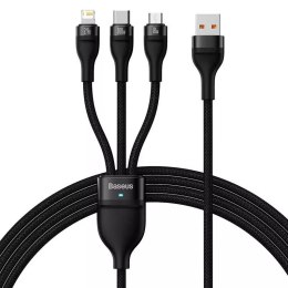 Kabel USB 3w1 Baseus Flash Series, USB-C micro USB Lightning, 100W, 1,2m (černý)