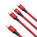Kabel USB 3w1 Baseus Rapid Series, micro USB / Lightning / USB-C, 20 W, 1,5 m (čerwony)