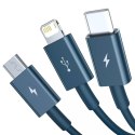 Kabel USB 3w1 Baseus Superior Series, USB do micro USB / USB-C / Lightning, 3,5 A, 1,2 m (niebieski)