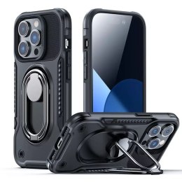 Pouzdro Joyroom Dual Hinge pro iPhone 14 Pro Max pancéřové pouzdro se stojánkem a držákem prstenu černé