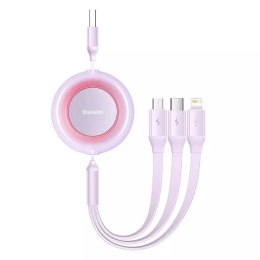 Baseus Bright Mirror 2 3v1 USB kabel, micro USB / Lightning / USB-C, plochý, 3,5 A, 1,1 m (fialový)