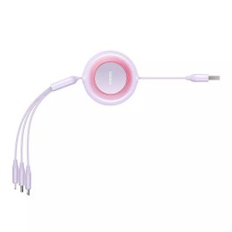 Baseus Bright Mirror 2 3v1 USB kabel, micro USB / Lightning / USB-C, plochý, 3,5 A, 1,1 m (fialový)