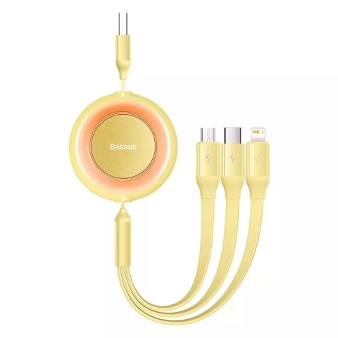 Baseus Bright Mirror 2 3v1 USB kabel, micro USB / Lightning / USB-C, plochý, 3,5 A, 1,1 m (žlutý)