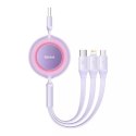 Kabel USB 3w1 Baseus Bright Mirror 3, micro USB / Lightning / USB-C, 66W / 2A, 1,1 m (fioletowy)