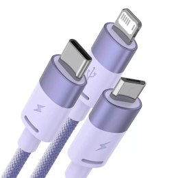 Kabel USB 3w1 Baseus StarSpeed, USB-C micro USB Lightning, 3,5 A, 1,2 m (fioletowy)