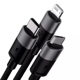 Kabel USB 3w1 Baseus StarSpeed, USB-C micro USB Lightning, 3,5A, 1,2m (černý)