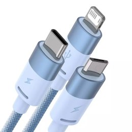 Kabel USB 3w1 Baseus StarSpeed, USB-C micro USB Lightning, 3,5A, 1,2m (niebieski)