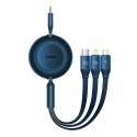 Kabel USB-C 3w1 Baseus Bright Mirror 4, micro USB / Lightning / USB-C, 100 W / 3,5 A, 1,1 m (niebieski)