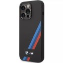 BMW BMHCP14L22SOTK pouzdro na telefon pro Apple iPhone 14 Pro 6,1" černo/černé silikonové šikmé pruhy