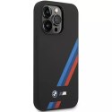 BMW BMHCP14L22SOTK pouzdro na telefon pro Apple iPhone 14 Pro 6,1" černo/černé silikonové šikmé pruhy