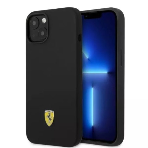 Eti na telefon Ferrari FEHMSIP14SBK do Apple iPhone 14 6,1" černý/černý pevný obal Silikonové kovové Logo Magsafe