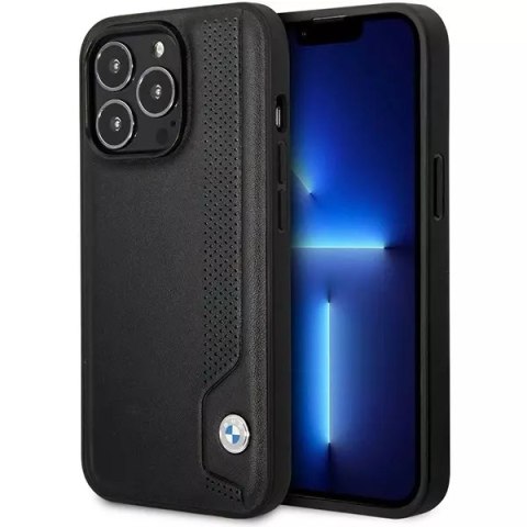 Etui na telefon BMW BMHCP14X22RBDK do Apple iPhone 14 Pro Max 6,7" černý/černý pevný obal kůže Blue Dots