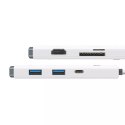 Hub 6w1 Baseus Lite Series, USB-C až 2x USB 3.0 HDMI USB-C TF/SD (biały)