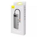 Hub 8w1 Baseus Metal Gleam Series, USB-C do 3x USB 3.0 2x HDMI USB-C PD microSD/SD