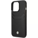 Pouzdro na telefon BMW BMHCP14X22RSEPK pro Apple iPhone 14 Pro Max 6,7" černo/černý kožený slot na kartu