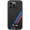 Pouzdro na telefon BMW BMHCP14X22SOTK pro Apple iPhone 14 Pro Max 6,7" černo/černé silikonové šikmé pruhy