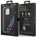 Pouzdro na telefon BMW BMHCP14X22SOTK pro Apple iPhone 14 Pro Max 6,7" černo/černé silikonové šikmé pruhy