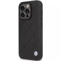 Pouzdro na telefon BMW BMHCP14L22RQDK pro Apple iPhone 14 Pro 6,1" černo/černé kožené prošívané