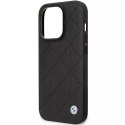 Pouzdro na telefon BMW BMHCP14L22RQDK pro Apple iPhone 14 Pro 6,1" černo/černé kožené prošívané