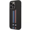 Pouzdro na telefon BMW BMHCP14L22SWTK pro Apple iPhone 14 Pro 6,1" černo/černé silikonové vertikální tříbarevné linie