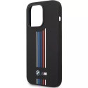 Pouzdro na telefon BMW BMHCP14L22SWTK pro Apple iPhone 14 Pro 6,1" černo/černé silikonové vertikální tříbarevné linie