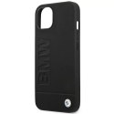 Pouzdro na telefon BMW BMHCP14MSLLBK pro Apple iPhone 14 Plus 6,7" černo/černé kožené razítko