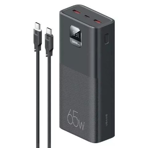 USAMS Powerbank PB68 30000mAh 65W QC3.0 PD Fast Charge kabel USB-C/USB-C 100W černý/černý ATXLOGTC01 (US-CD185)