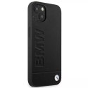 BMW BMHCP14SSLLBK pouzdro na telefon pro Apple iPhone 14 6,1" černo/černé kožené razítko