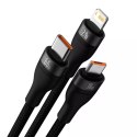Baseus Flash Series Ⅱ 3v1 rychlý nabíjecí kabel USB-A na USB-C / Micro-USB / Lightning 66 W 480 Mb/s 1,2 m černý